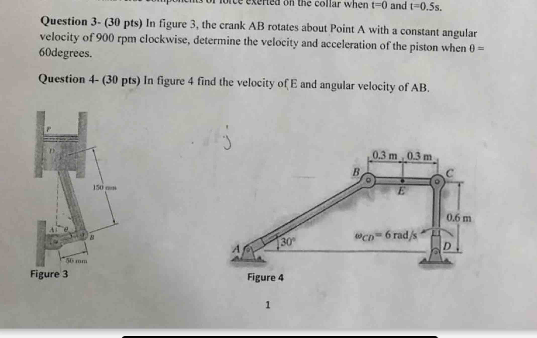 Question 3 - ( 3 0 pts ) In figure 3 , the crank