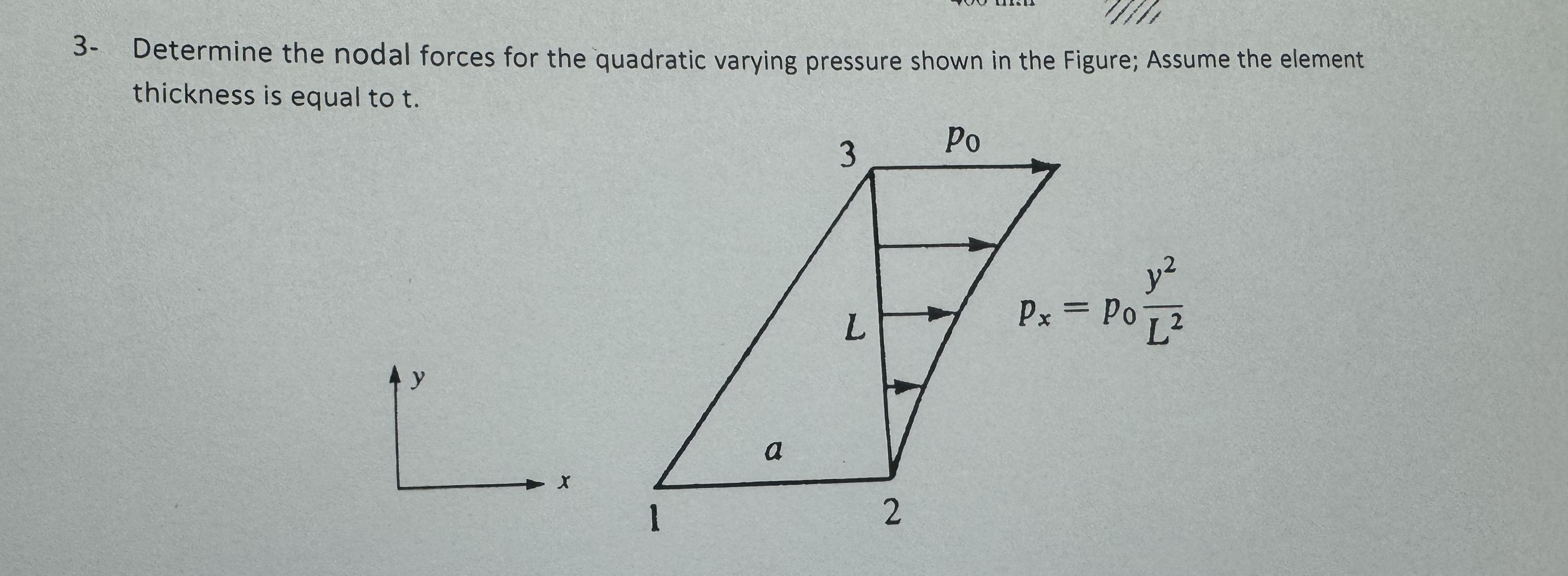 Determine the nodal forces for the quadratic