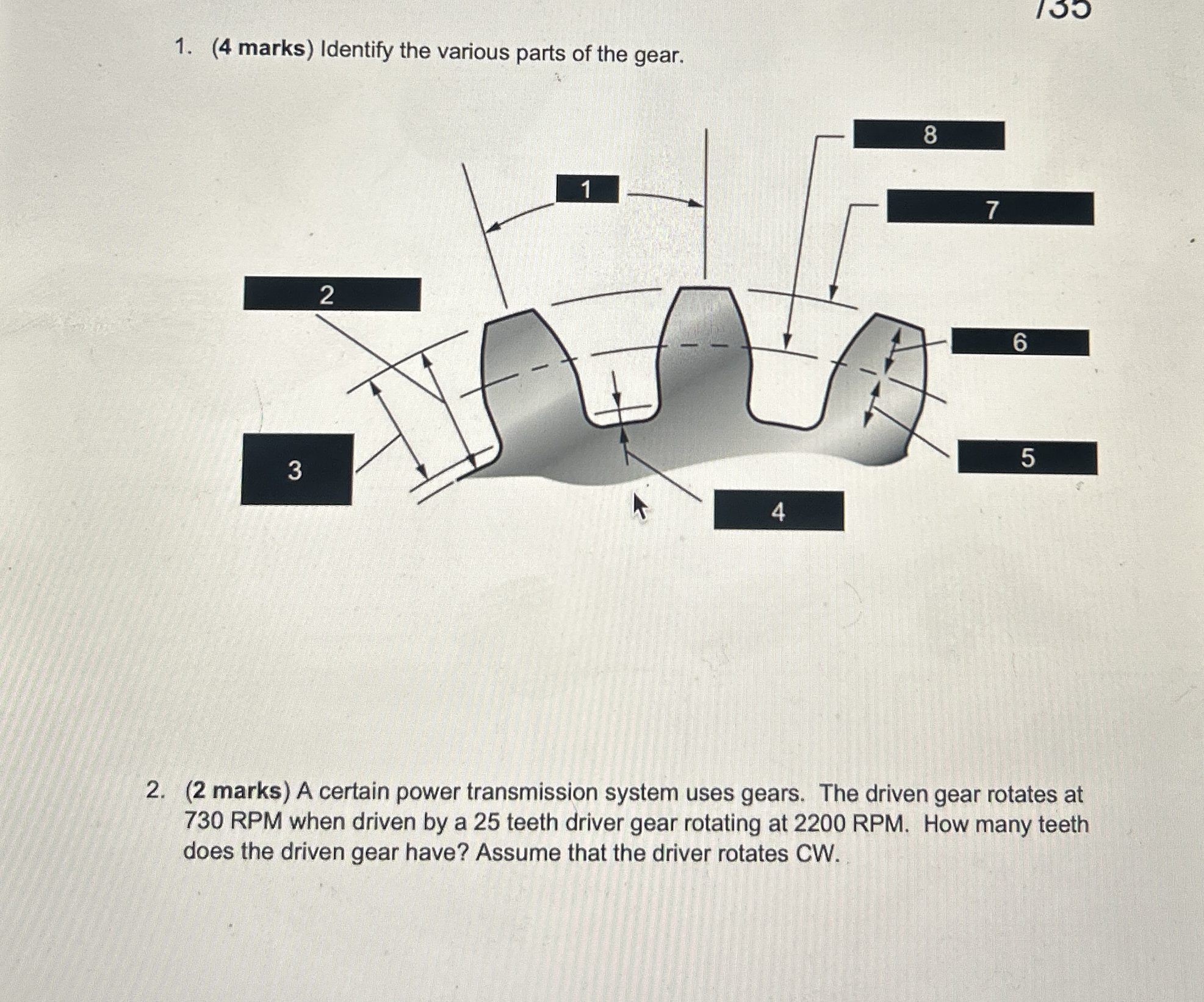 ( 4 marks ) Identify the various parts of the