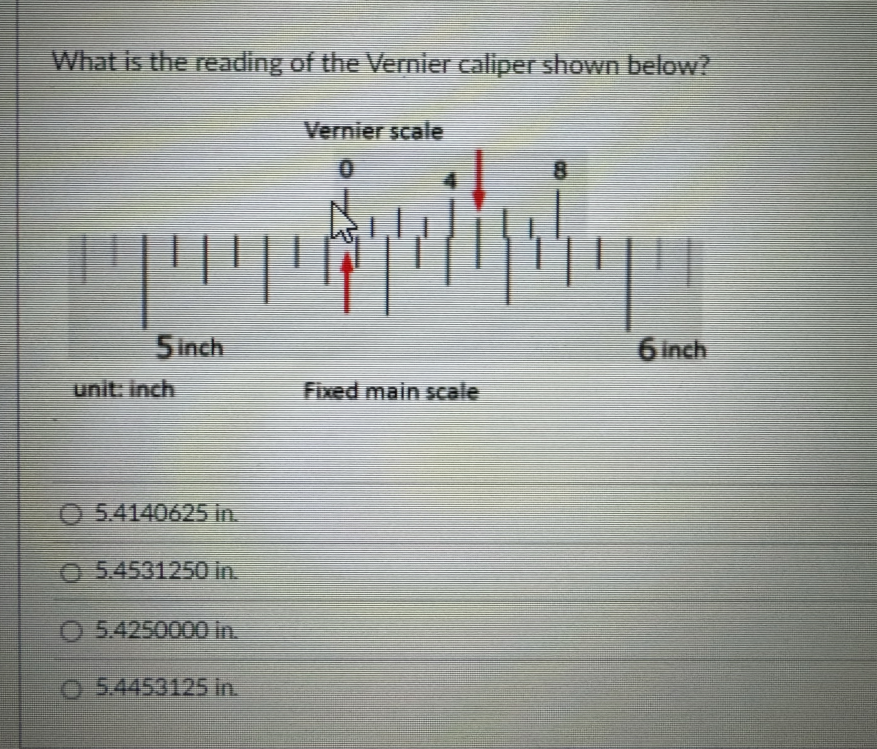 What is the reading of the Vernier caliper shown