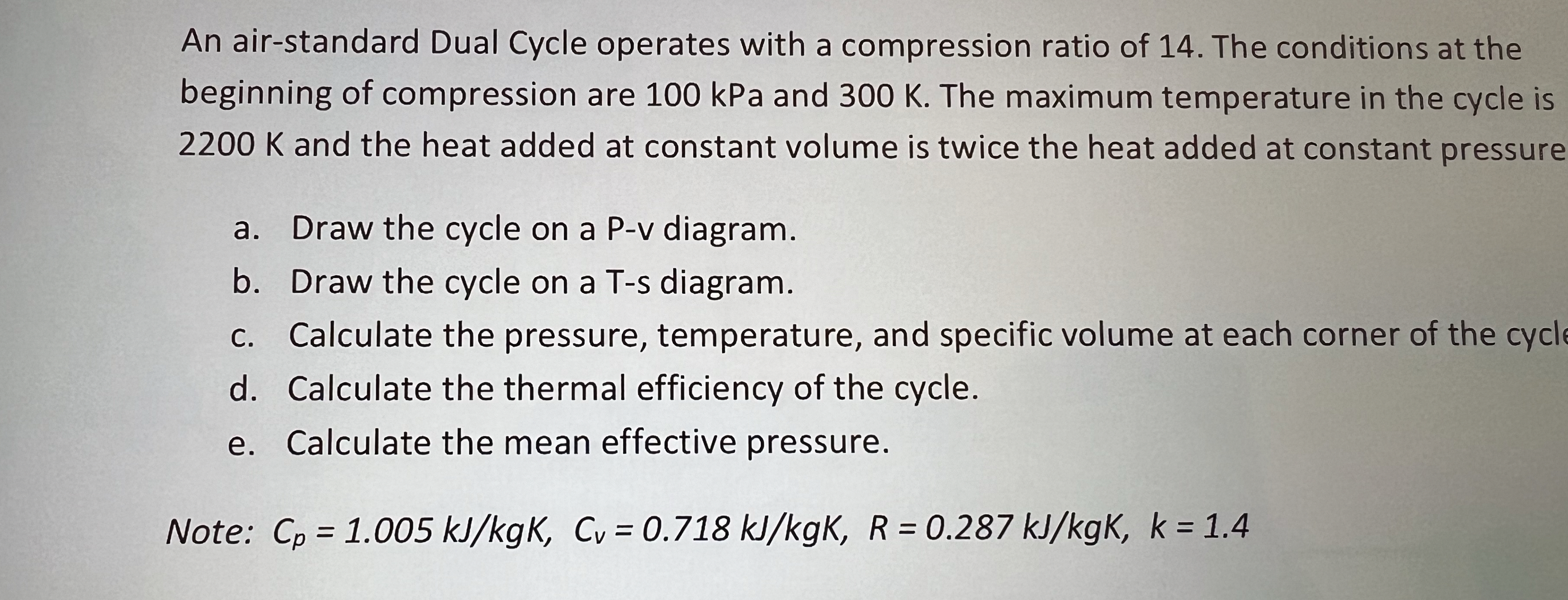 An air - standard Dual Cycle operates with a
