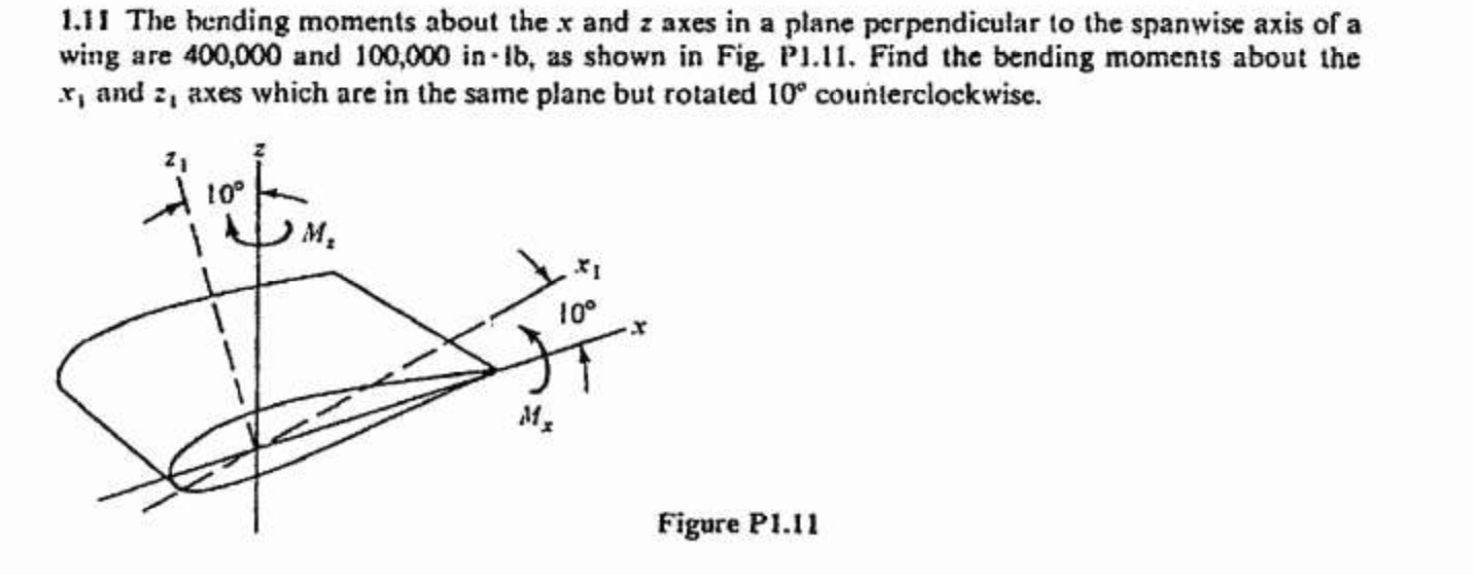 1 . 1 1 The bending moments about the x and z
