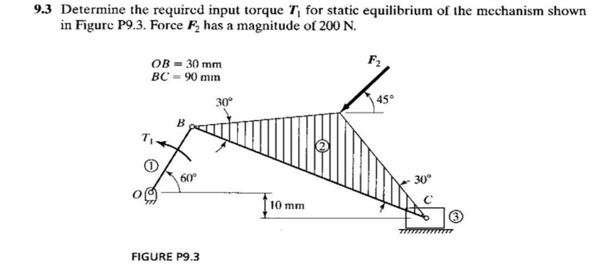 9 . 3 Determine the required input torque T _ ( 1