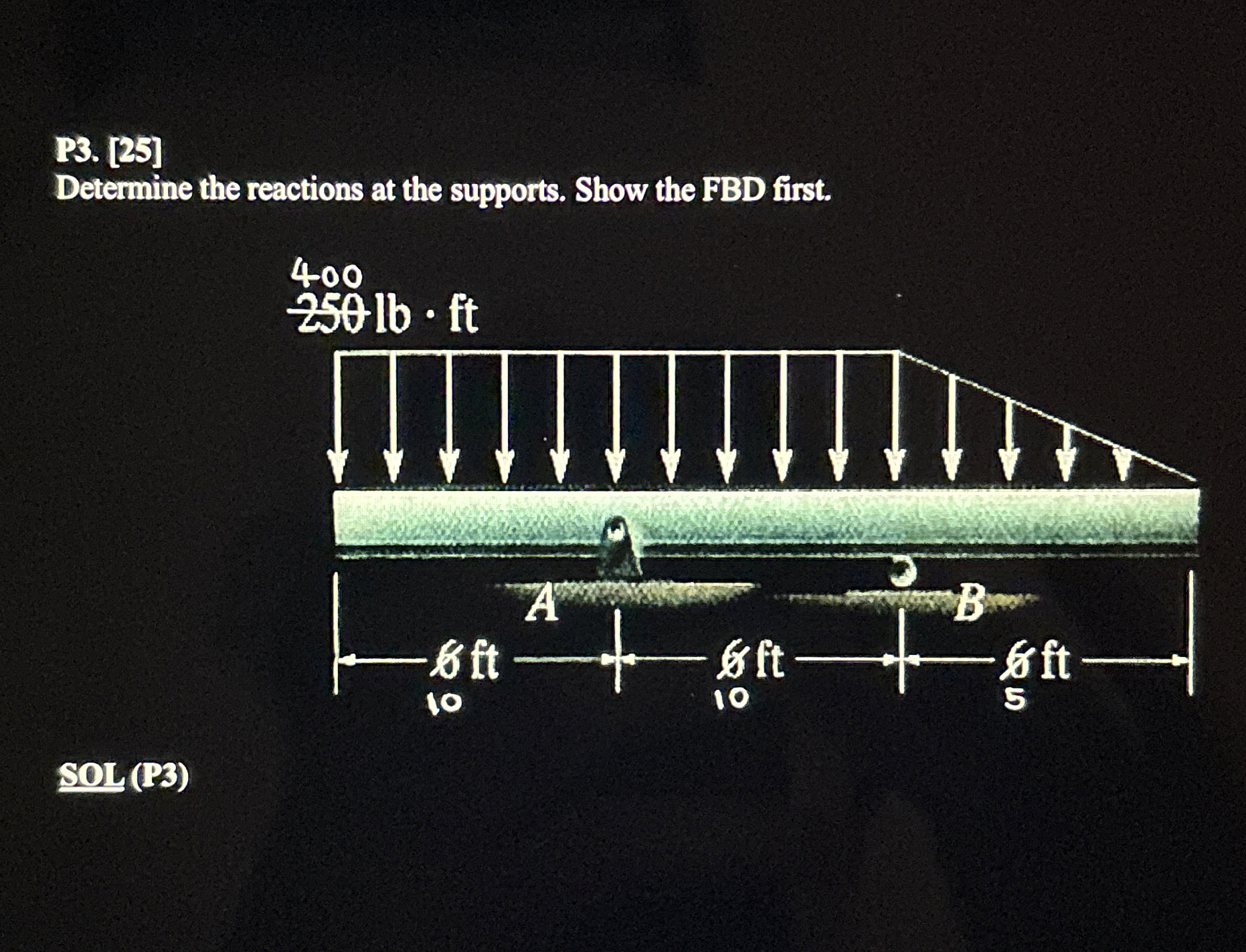 P 3 . [ 2 5 ] Determine the reactions at the