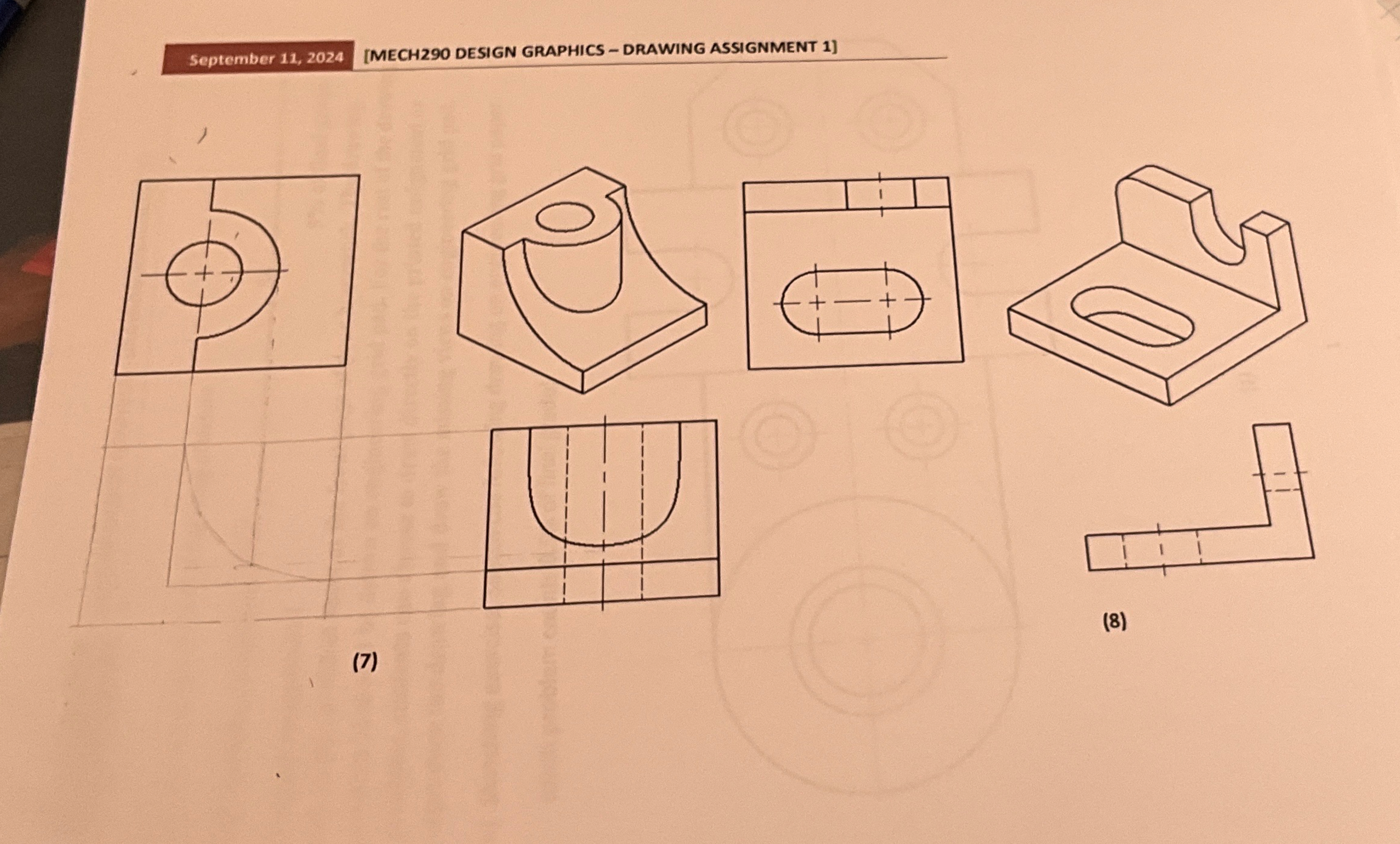 draw the missing view from the multiview. draw