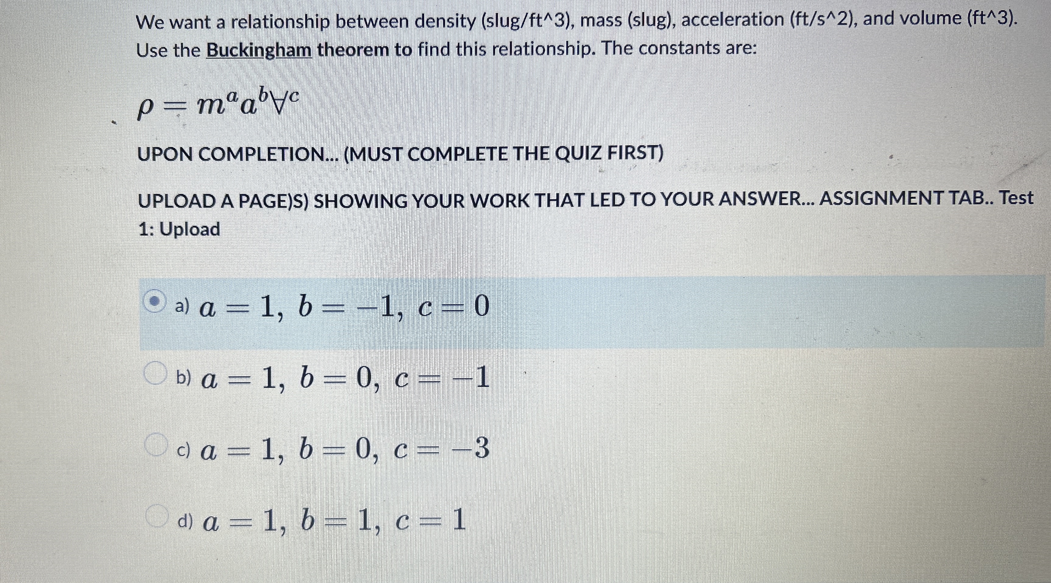 How do i do dimensionless analysis to solve for a