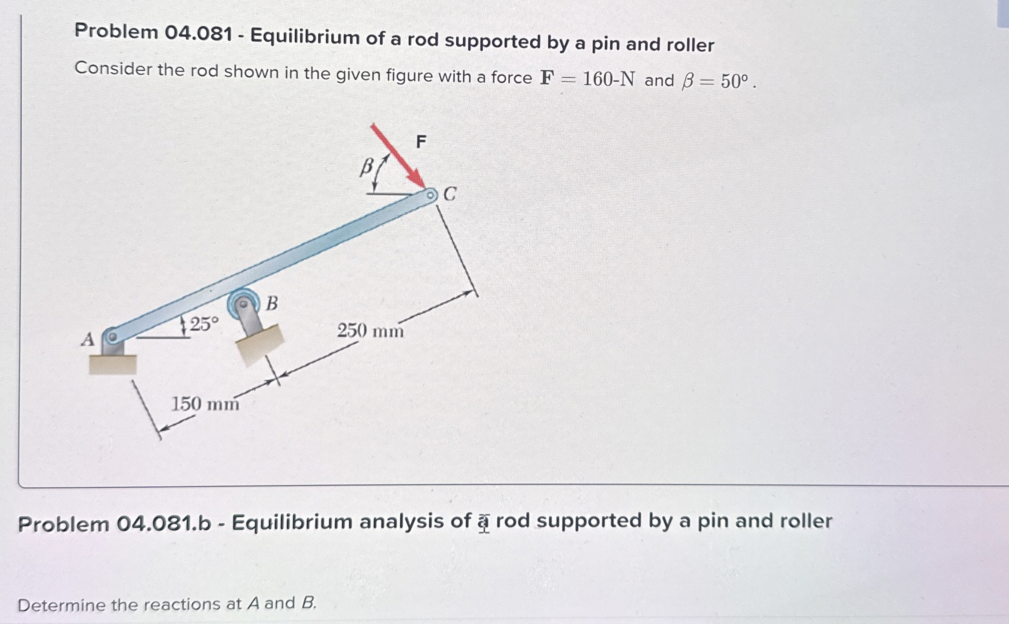 Problem 0 4 . 0 8 1 - Equilibrium of a rod