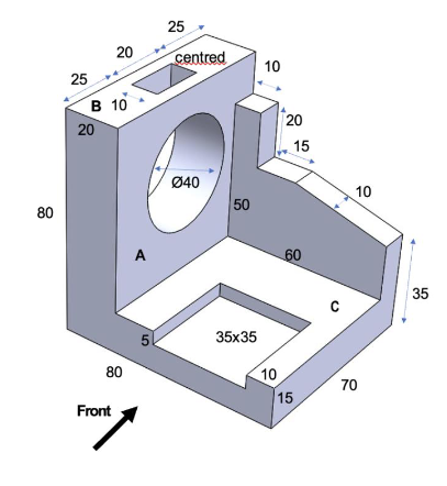 A parallel oblique view: General You may use 5 mm