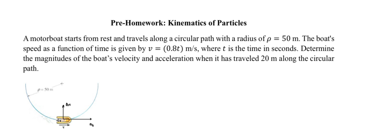 Pre - Homework: Kinematics of Particles A