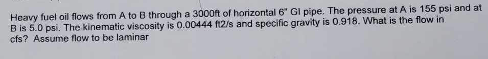 Heavy fuel oil flows from A to B through a 3 0 0