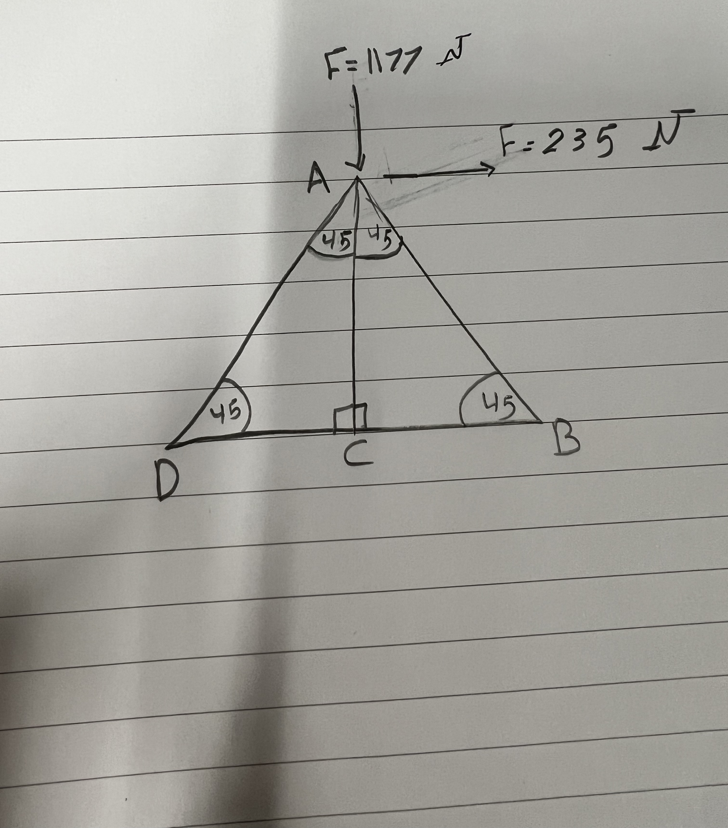 Find the reaction forces and internal force and