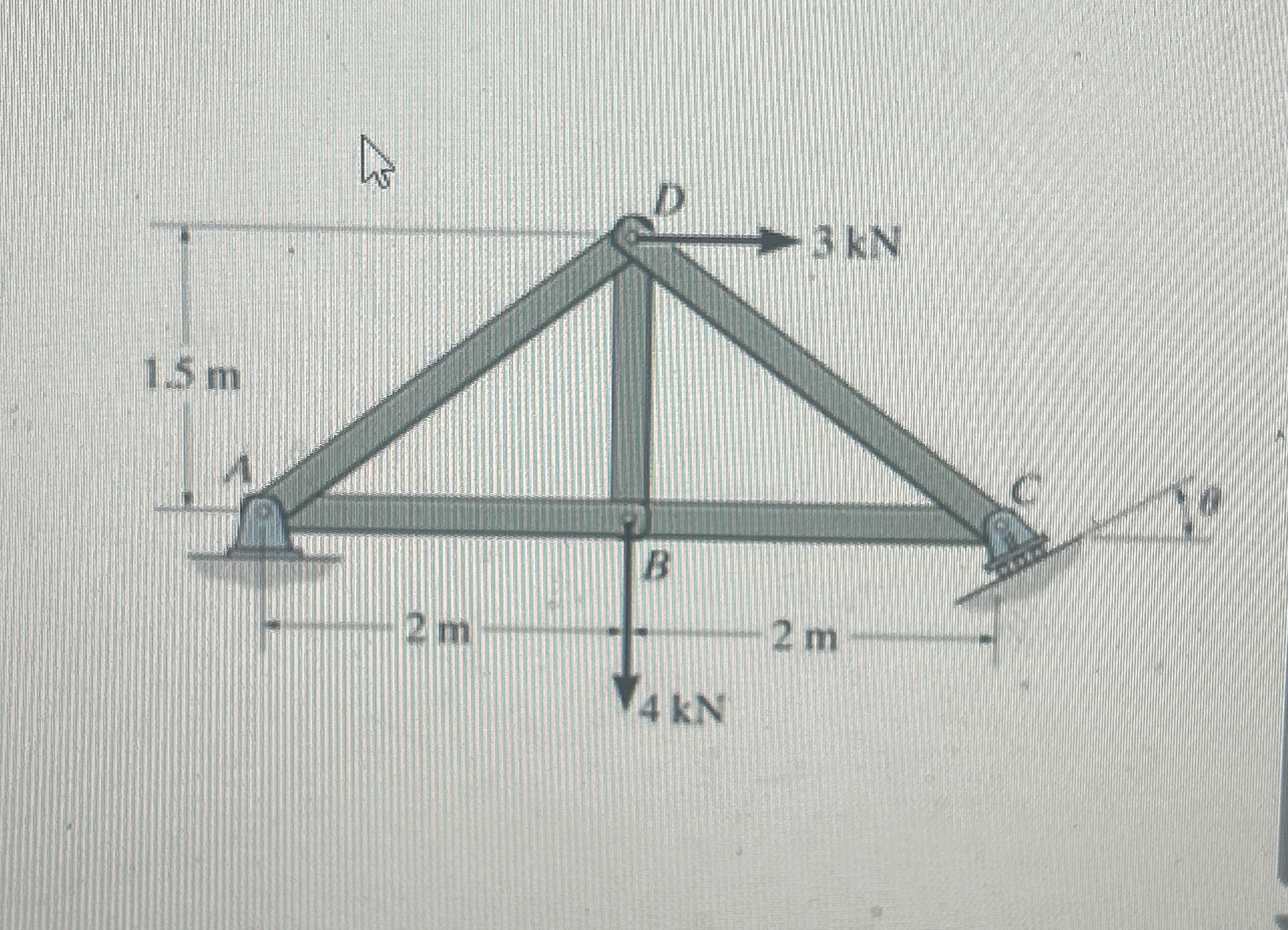 Determine the Forces in members AB , CB , AD , BD