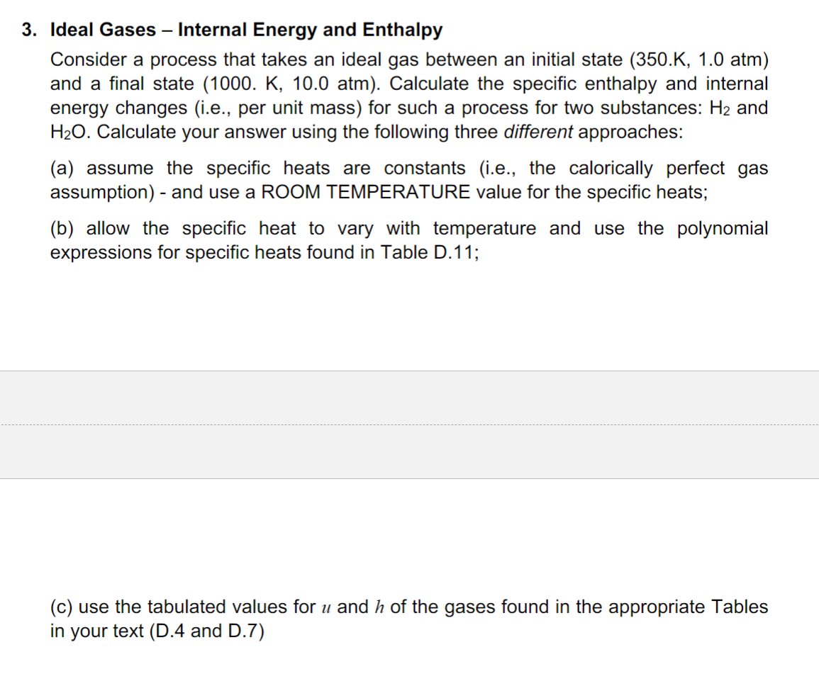 Ideal Gases - Internal Energy and Enthalpy