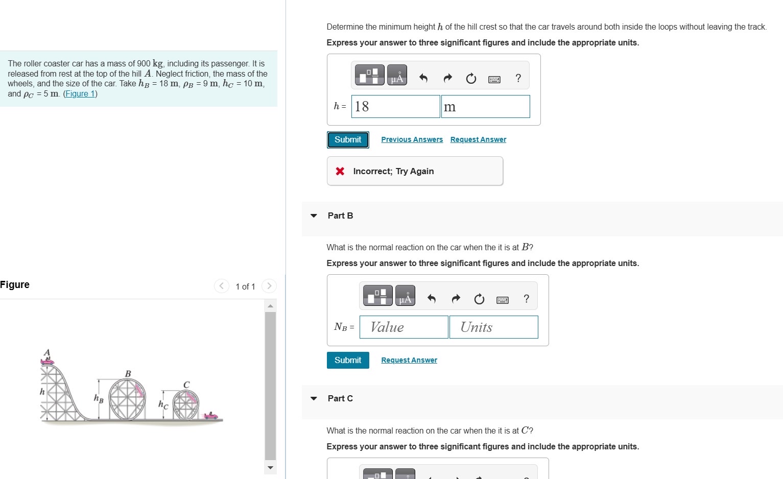 Determine the minimum height h of the hill crest