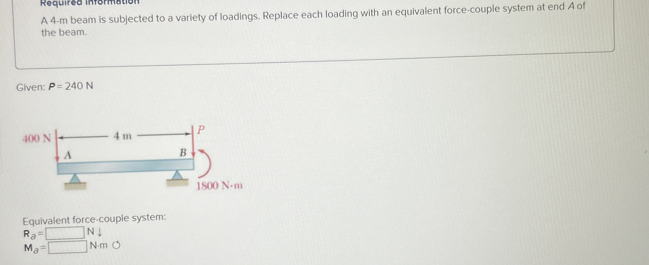 A 4 - m beam is subjected to a variety of