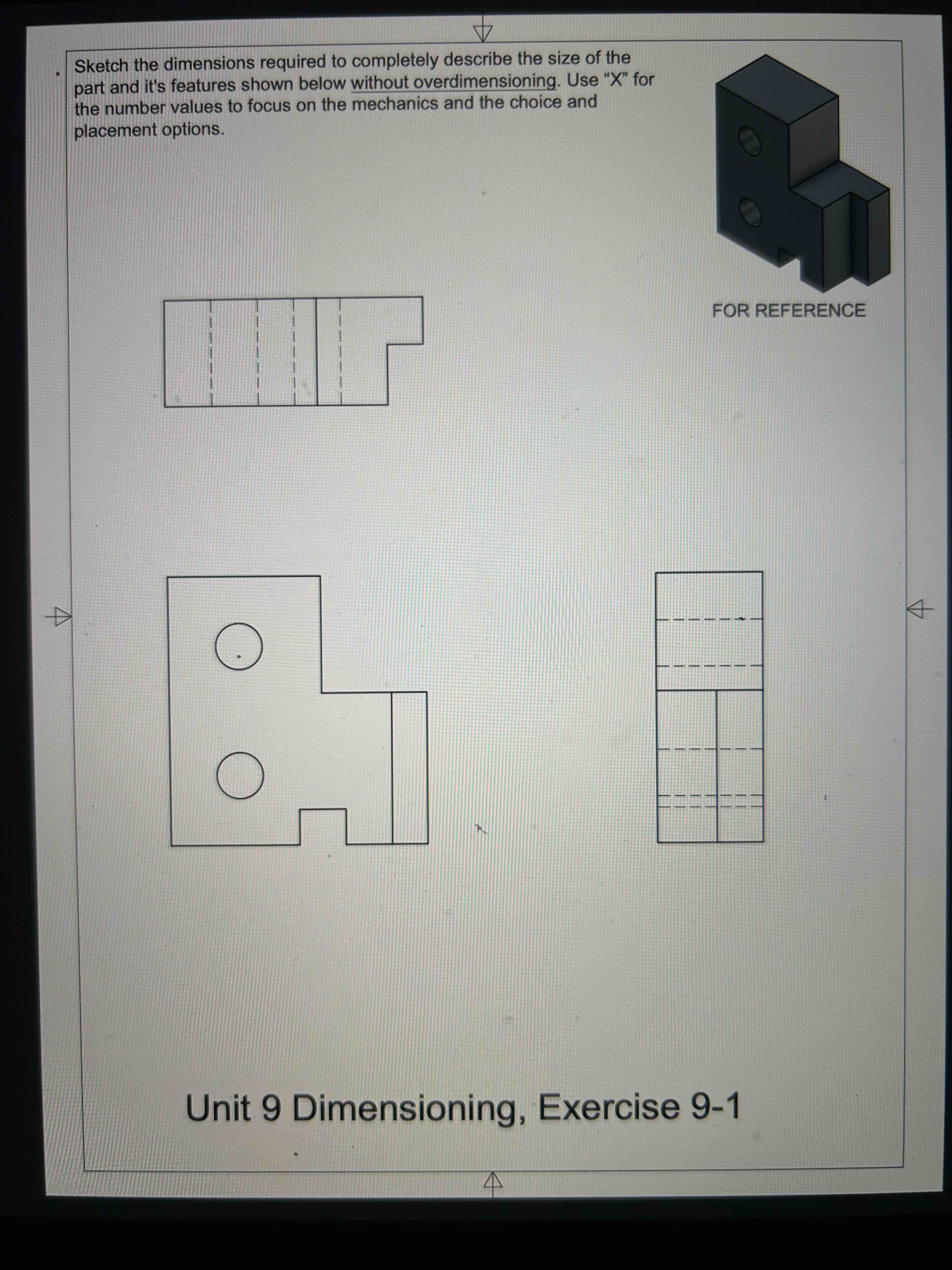 Using the attached document Sketch the dimensions