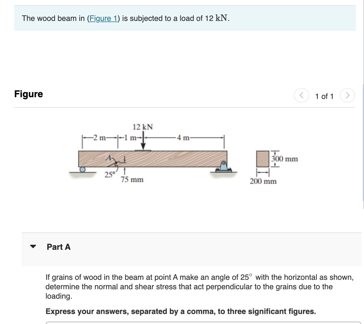 The wood beam in ( Figure 1 ) is subjected to a