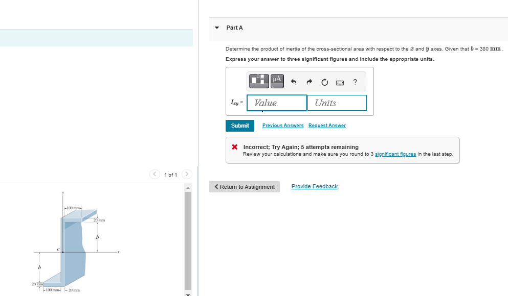 Part A Determine the product of inertia of the