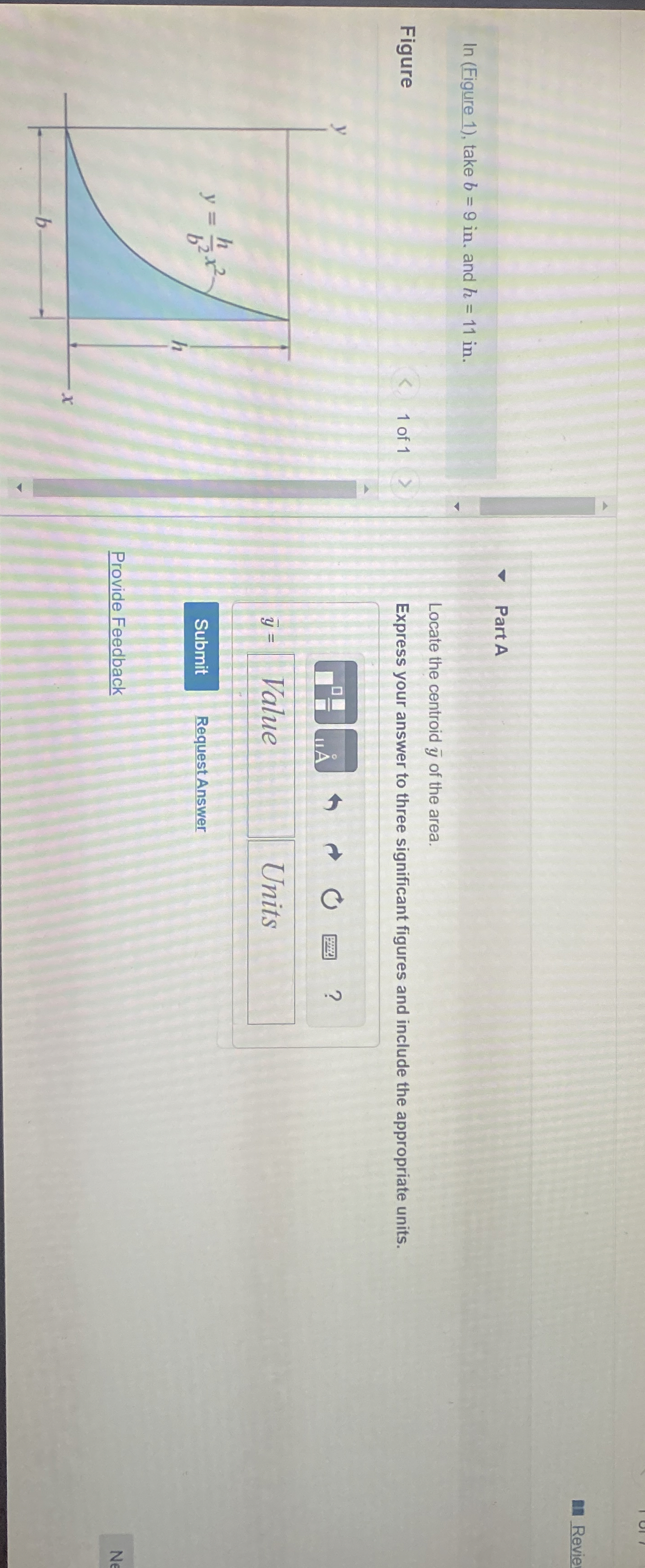 Revie Part A l n ( Figure 1 ) , take b = 9 i n .