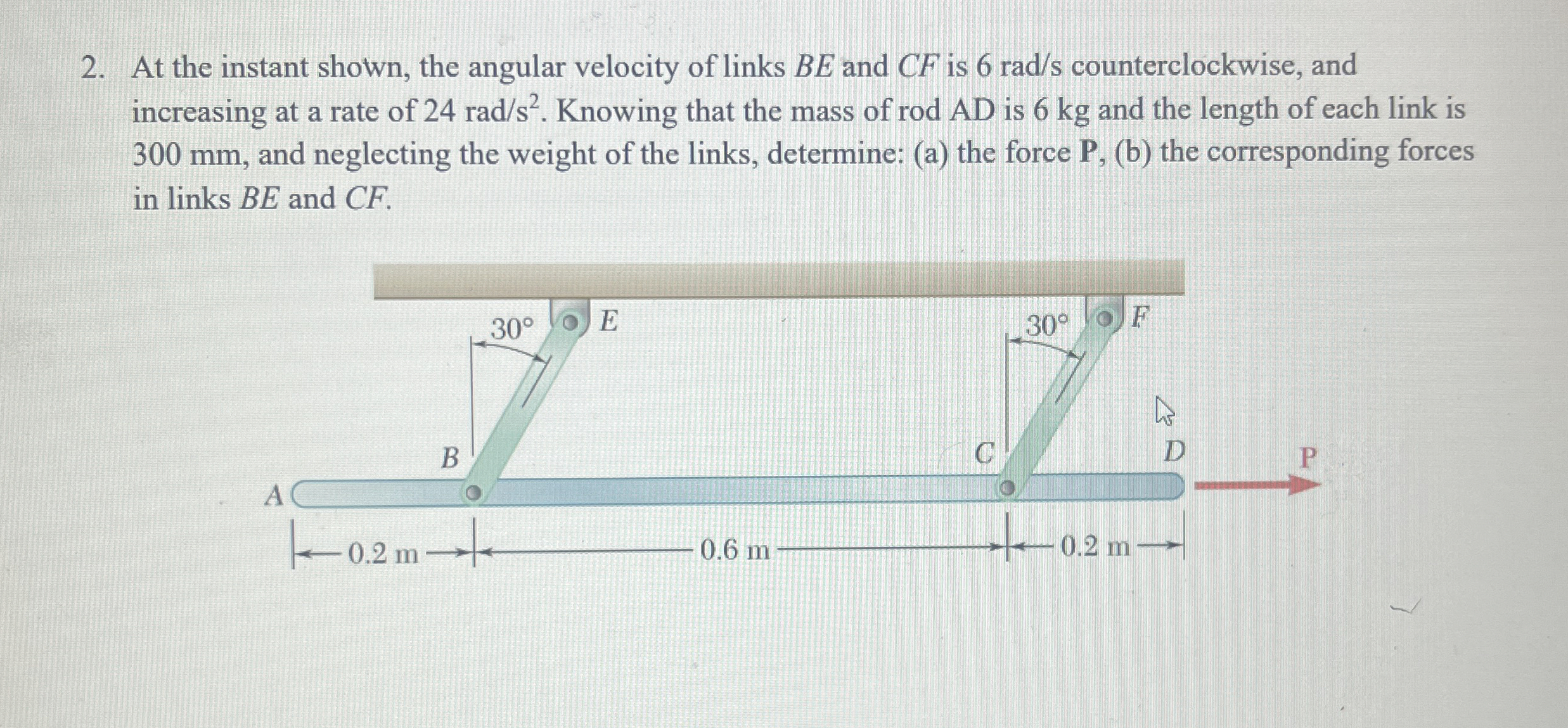 At the instant shown, the angular velocity of