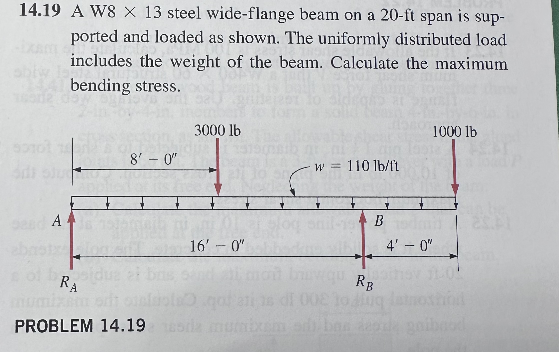 1 4 . 1 9 A W 8 1 3 steel wide - flange beam on a
