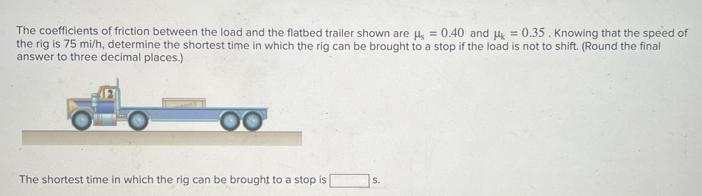 The coefficients of friction between the load and