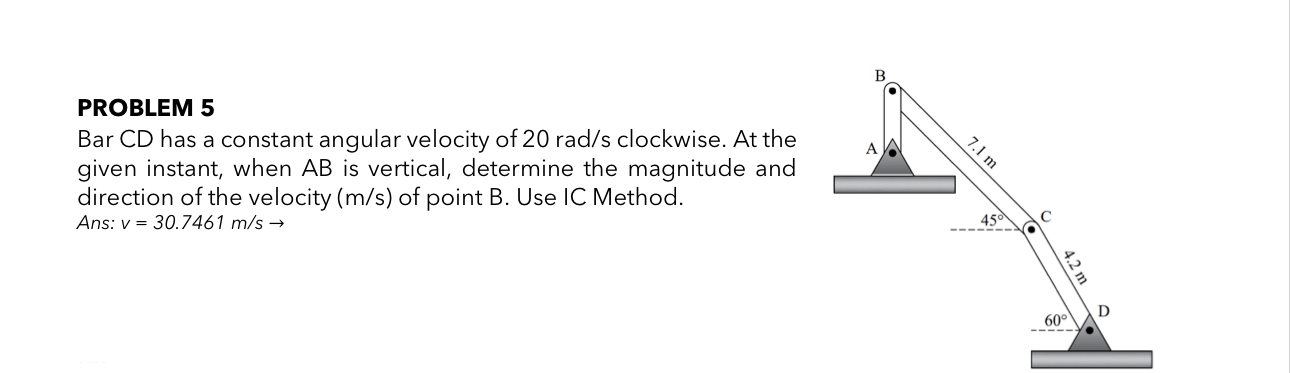PROBLEM Bar CD has a constant angular velocity of