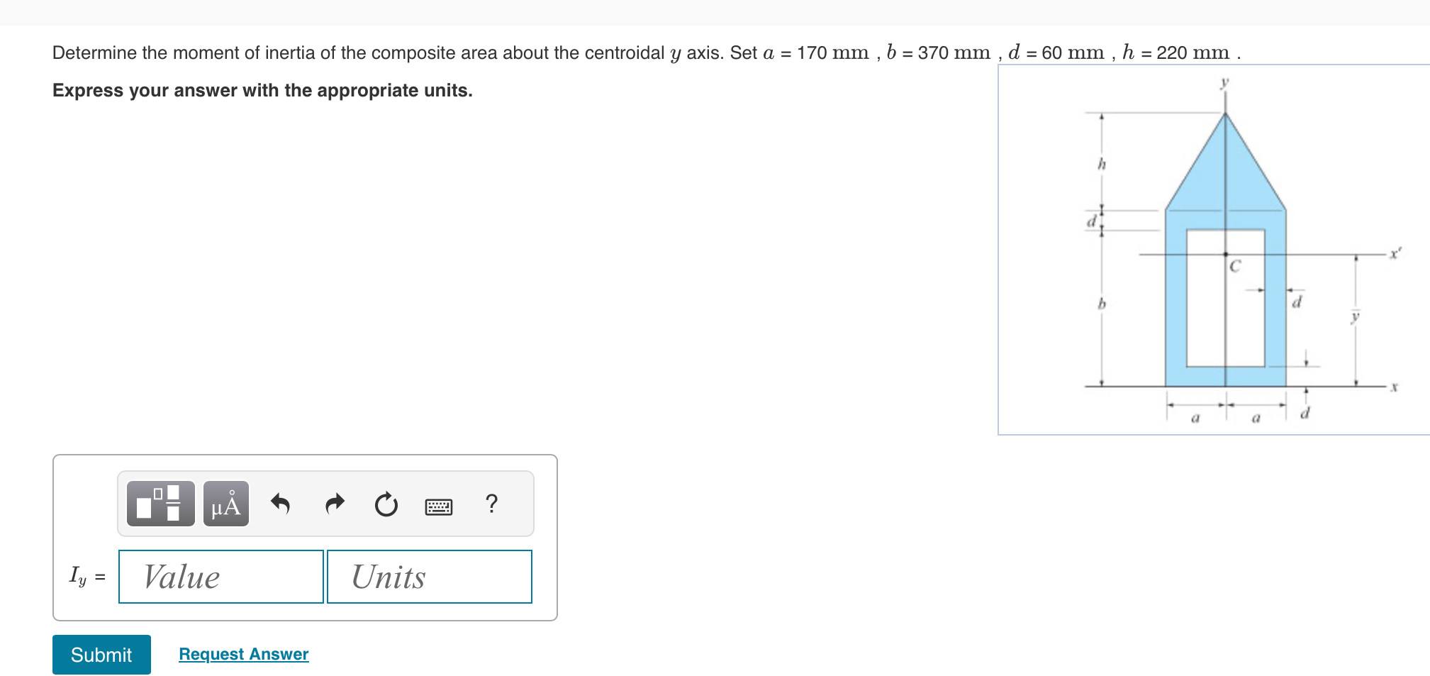 Determine the moment of inertia of the composite