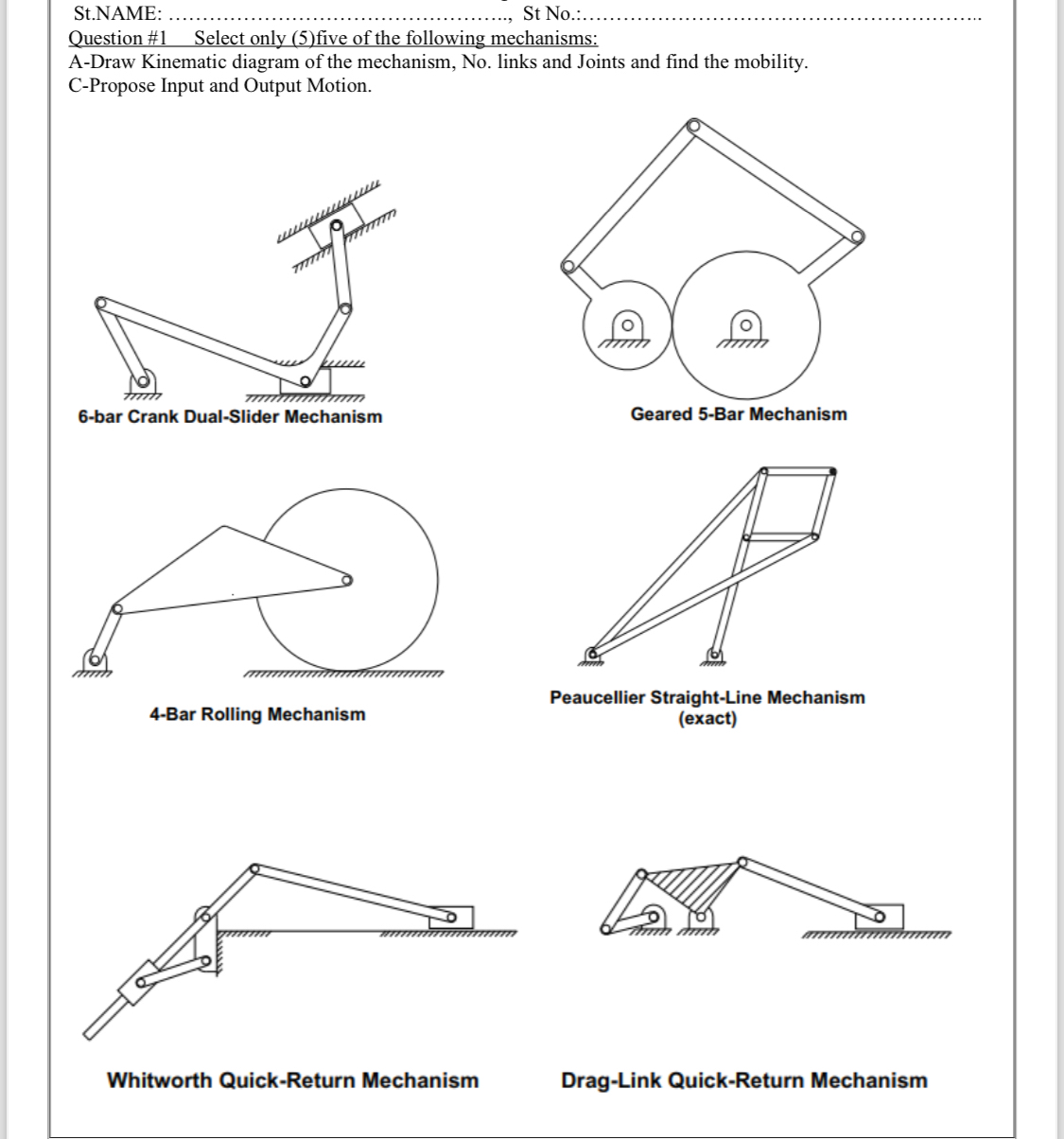 St . NAME: St No . : Question # 1 Select only ( 5