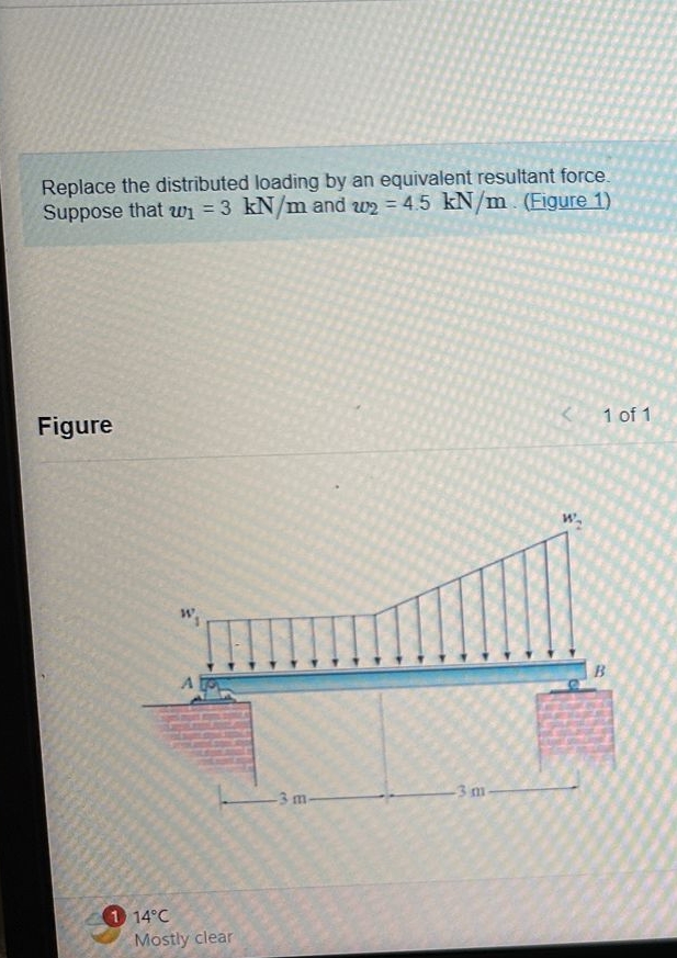 Replace the distributed loading by an equivalent