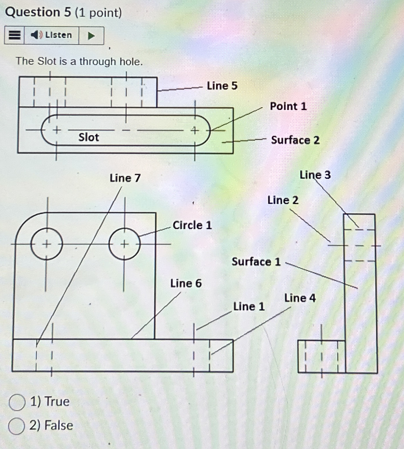 Question 5 ( 1 point ) The Slot is a through
