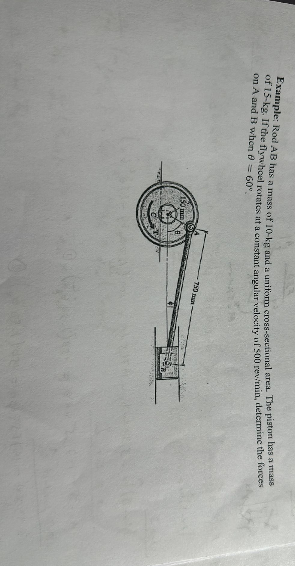 Example: Rod AB has a mass of 1 0 - k g and a