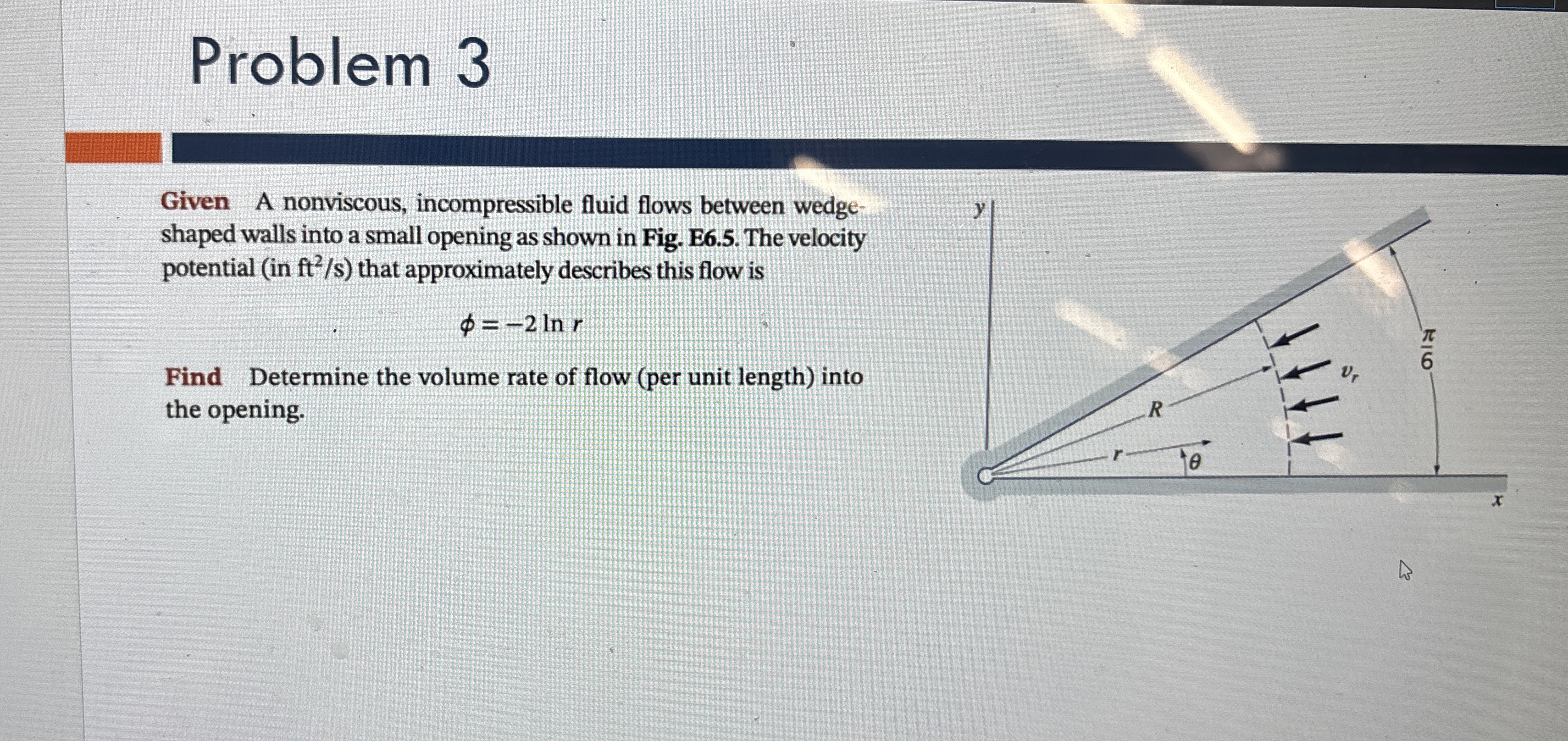 Problem 3 Given A nonviscous, incompressible