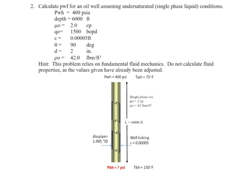 Calculate pwf for an oil well assuming