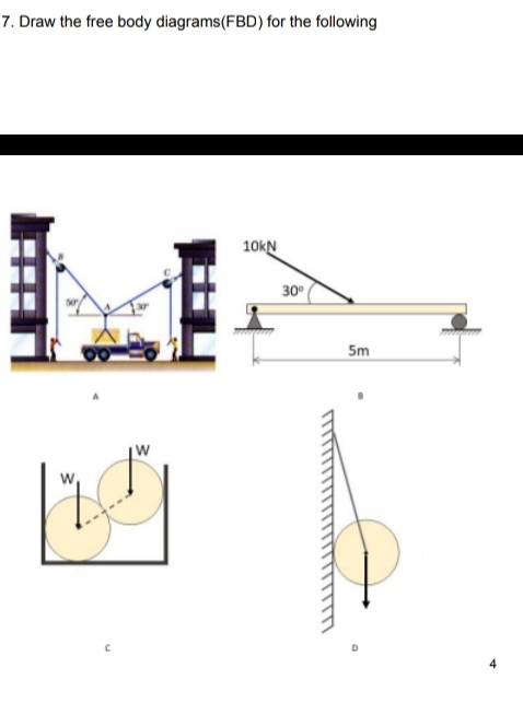 Draw the free body diagrams ( FBD ) for the