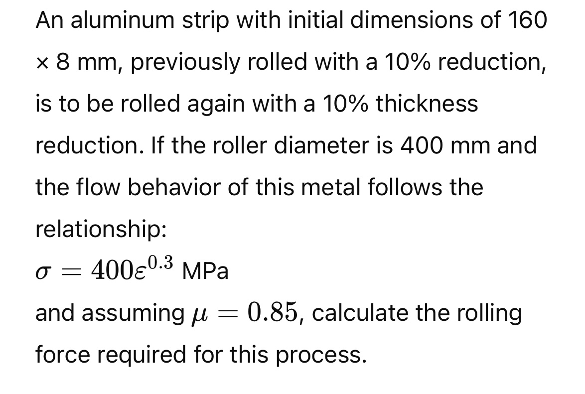 An aluminum strip with initial dimensions of 1 6
