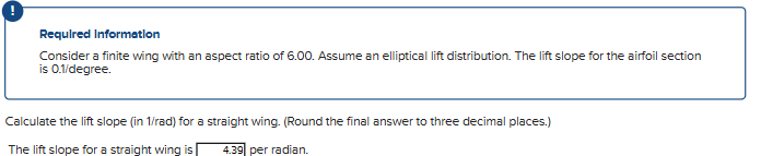 Required Information Consider a finite wing with