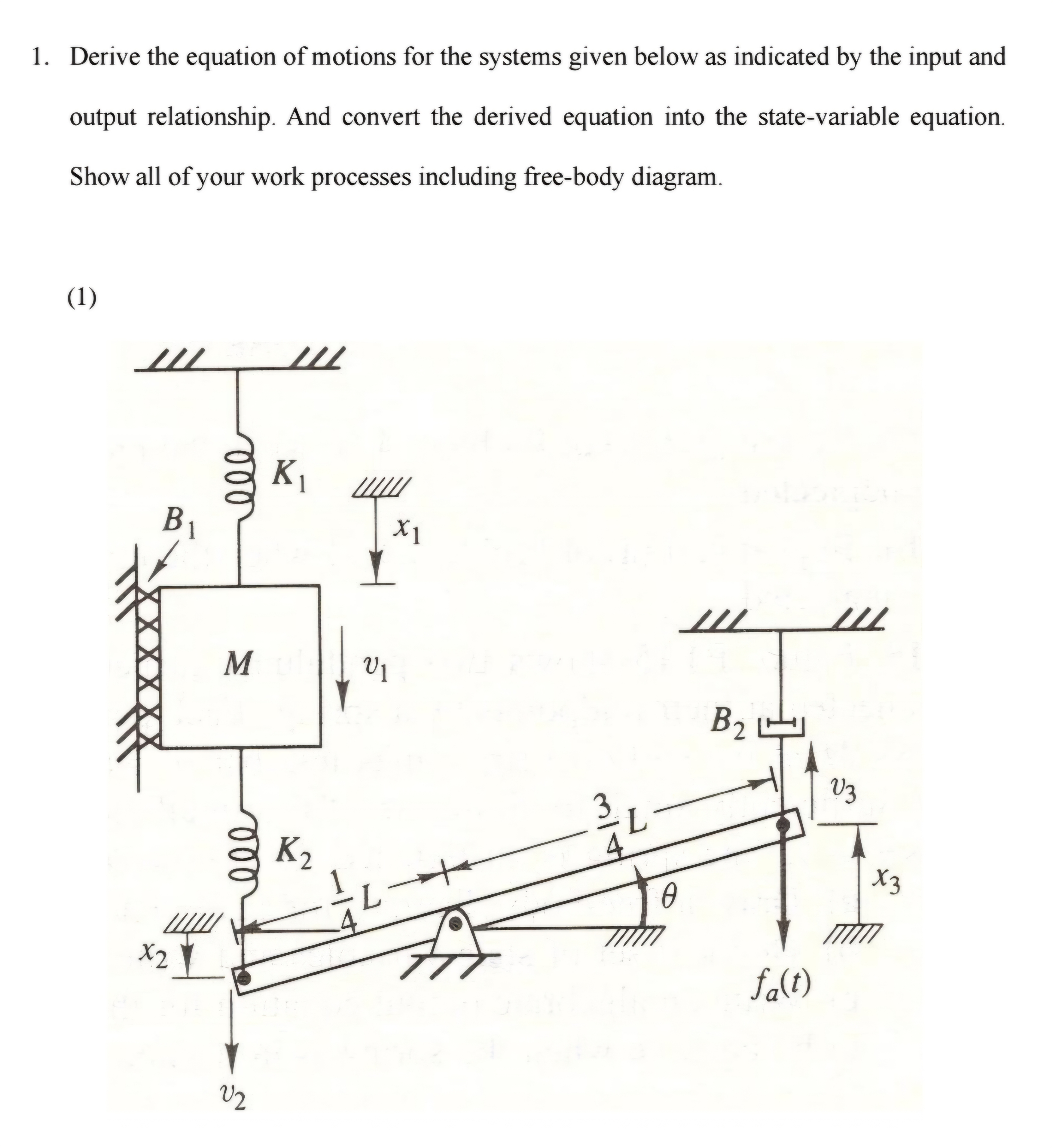 1 . Derive the equation of motions for the