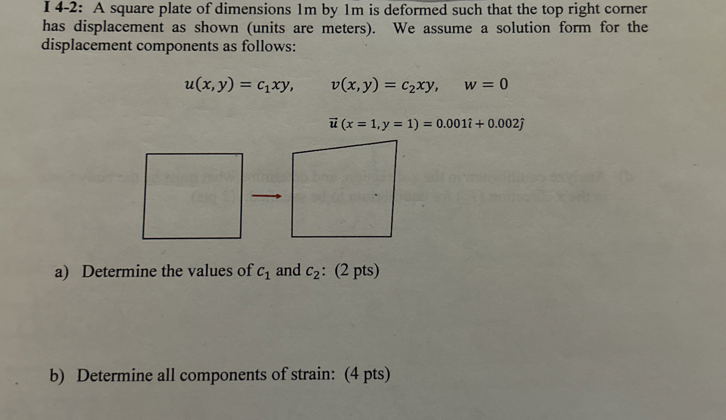 I 4 - 2 : A square plate of dimensions 1 m by 1 m