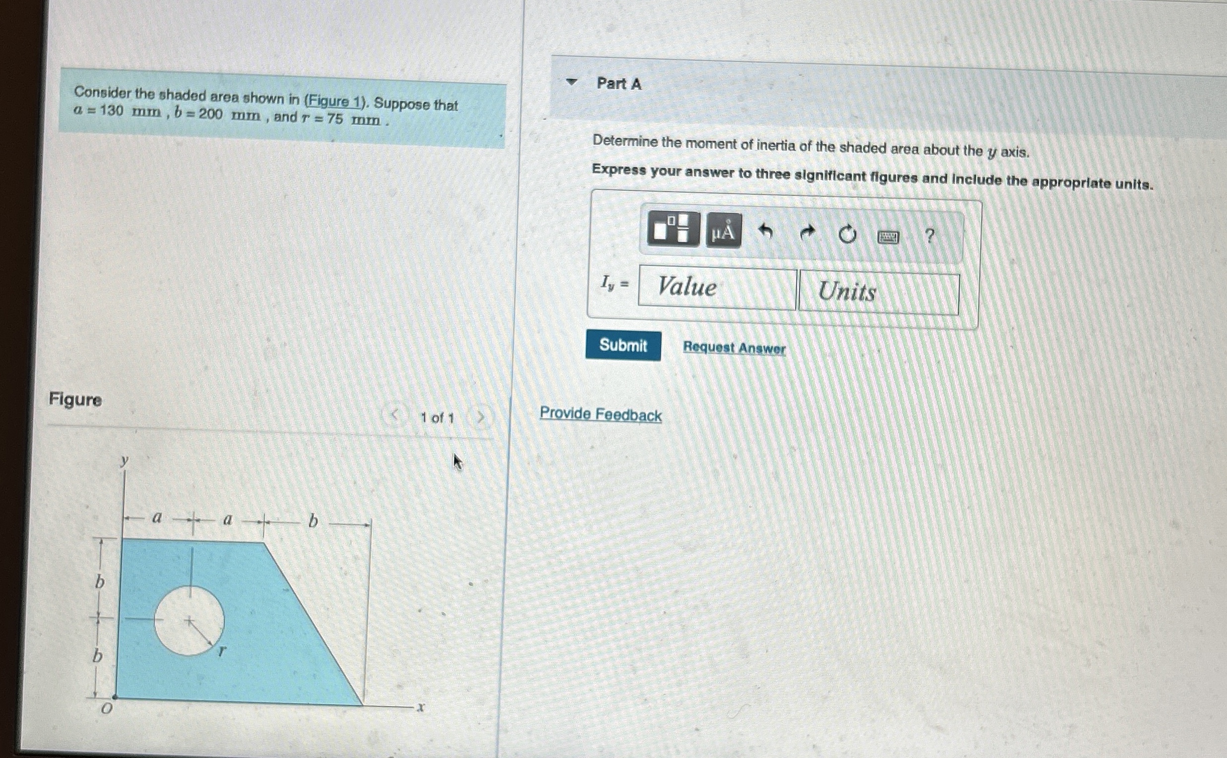 Consider the shaded area shown in ( Figure 1 ) .