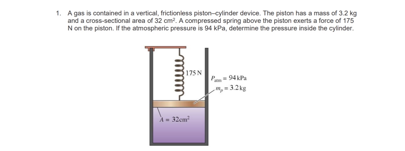 A gas is contained in a vertical, frictionless