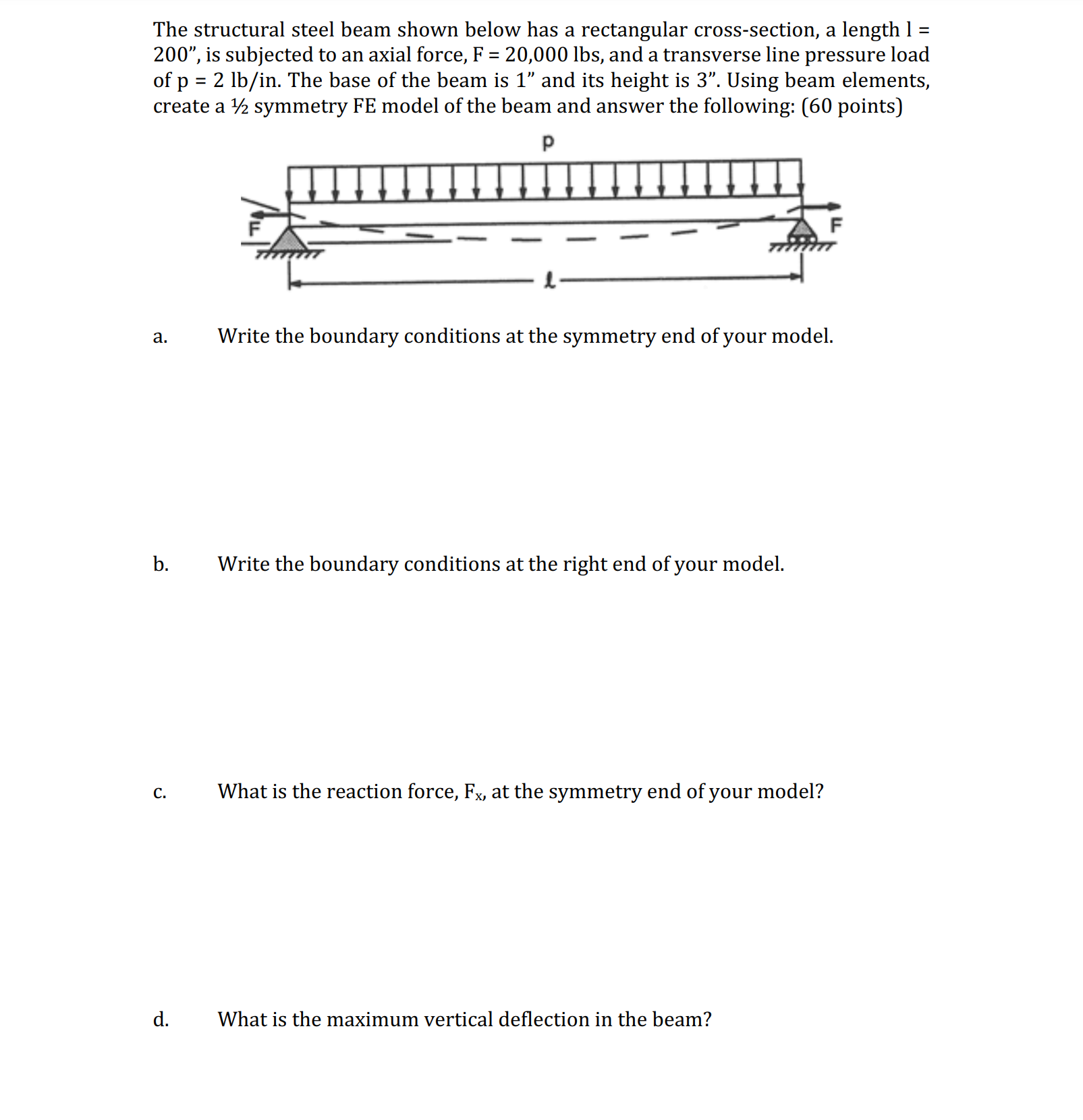 The structural steel beam shown below has a