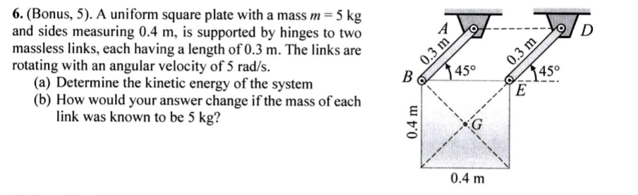 6 . ( Bonus , 5 ) . A uniform square plate with a