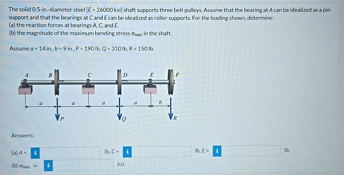 The solid 0 . 5 - in . - diameter steel [ E = 2 6