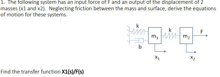 The following system has an input force of F and