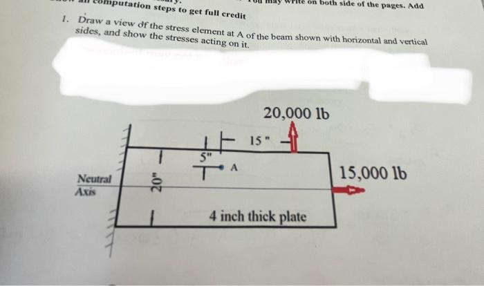 1 . Draw a view of the stress element at A of the