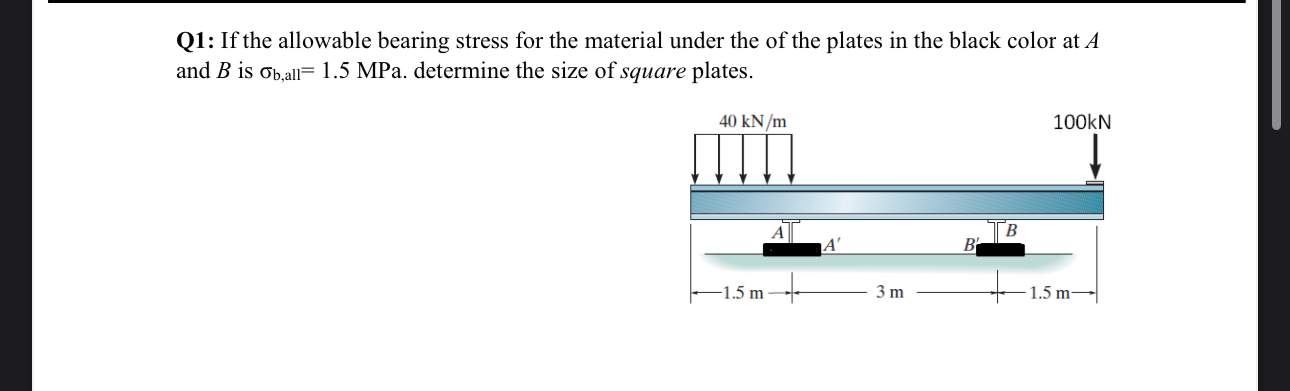 Q 1 : If the allowable bearing stress for the