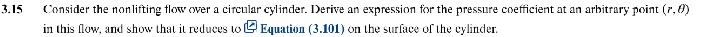 3 . 1 5 Consider the nonlifting flow over a