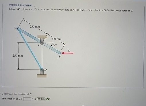 mequirea intormanon A lover A B is hinged at C