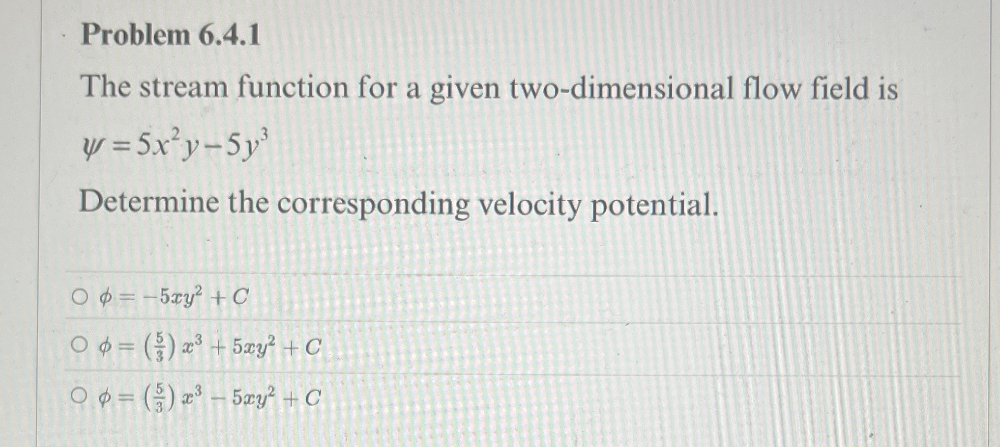 Problem 6 . 4 . 1 The stream function for a given